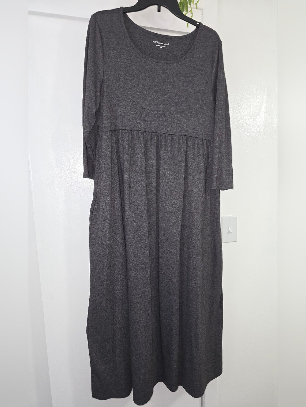 EUC 1XL Coldwater Creek Charcoal Maxi Dress with 3/4 Sleeves - Picture 1 of 6
